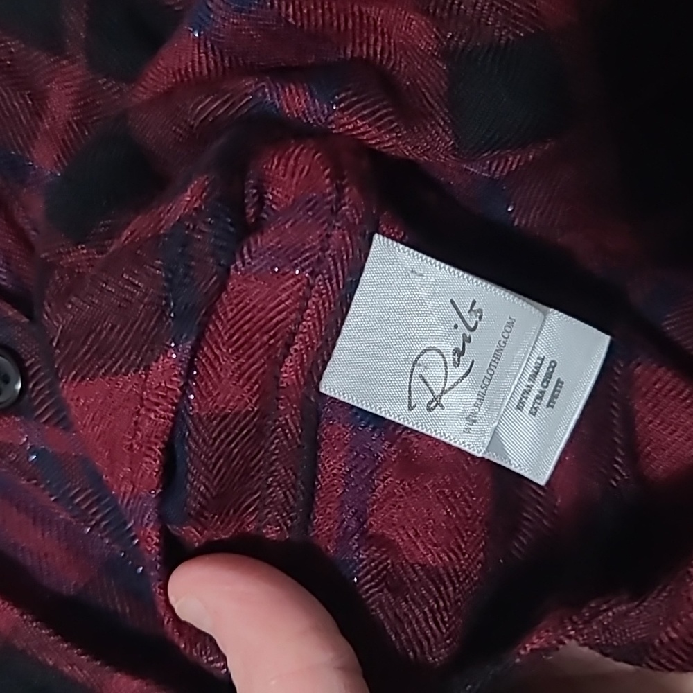 Rails Soft Metallic Plaid Hunter Button Down Shir… - image 7